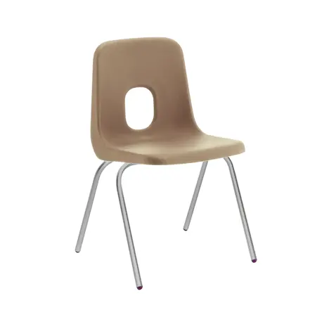 E Series Polypropylene Classroom Chair - 4 Silver Legs - Size EA - Brown